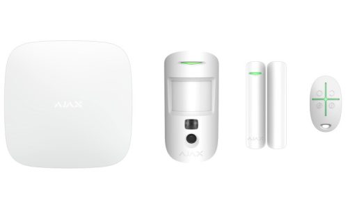 StarterKit kezdőcsomag; Ajax HUB 2 Plus WiFi kompatibilis riasztóközpont szett; fehér eszközökkel